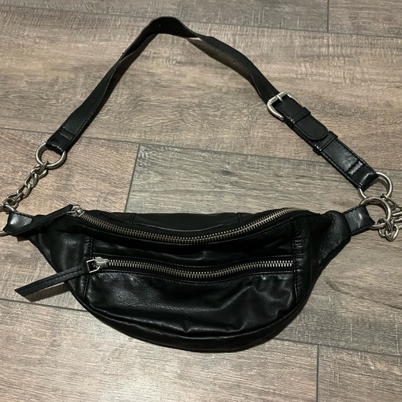Free People Black Leather Fanny / Sling - Picture 3 of 5
